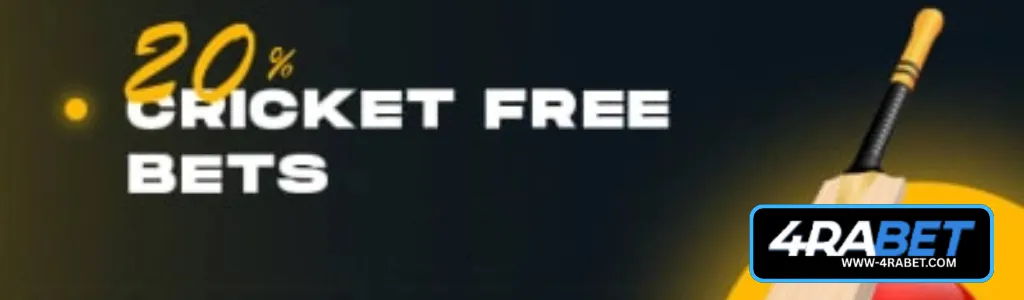 20% Cricket Free Bets at 4RABET sports betting
